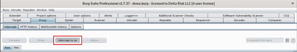 Proxy-Intercept tab