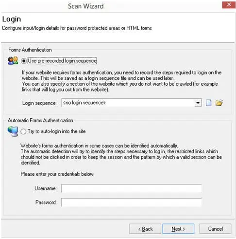 Scan Wizard - Login