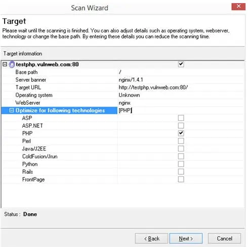 Scan Wizard - Target