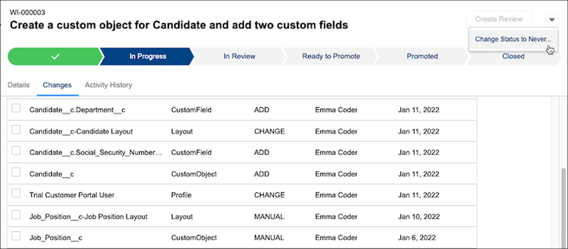 Create a custom object for candidate and add two custom fields