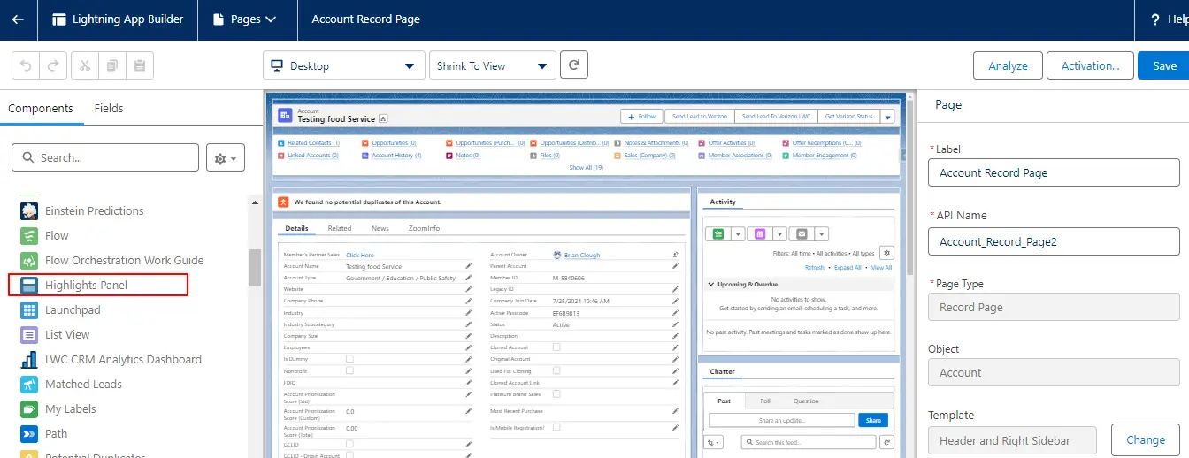Account record Page