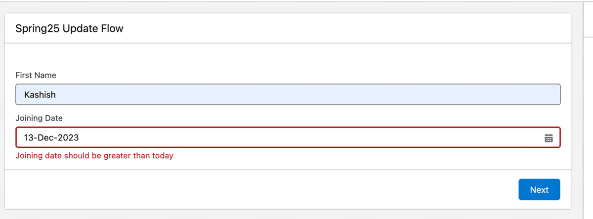 Real-Time Validation in Screen Flows