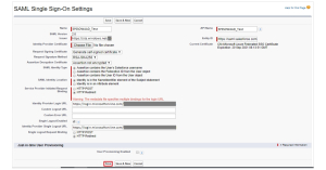 SAML Single SIgn-on Settings