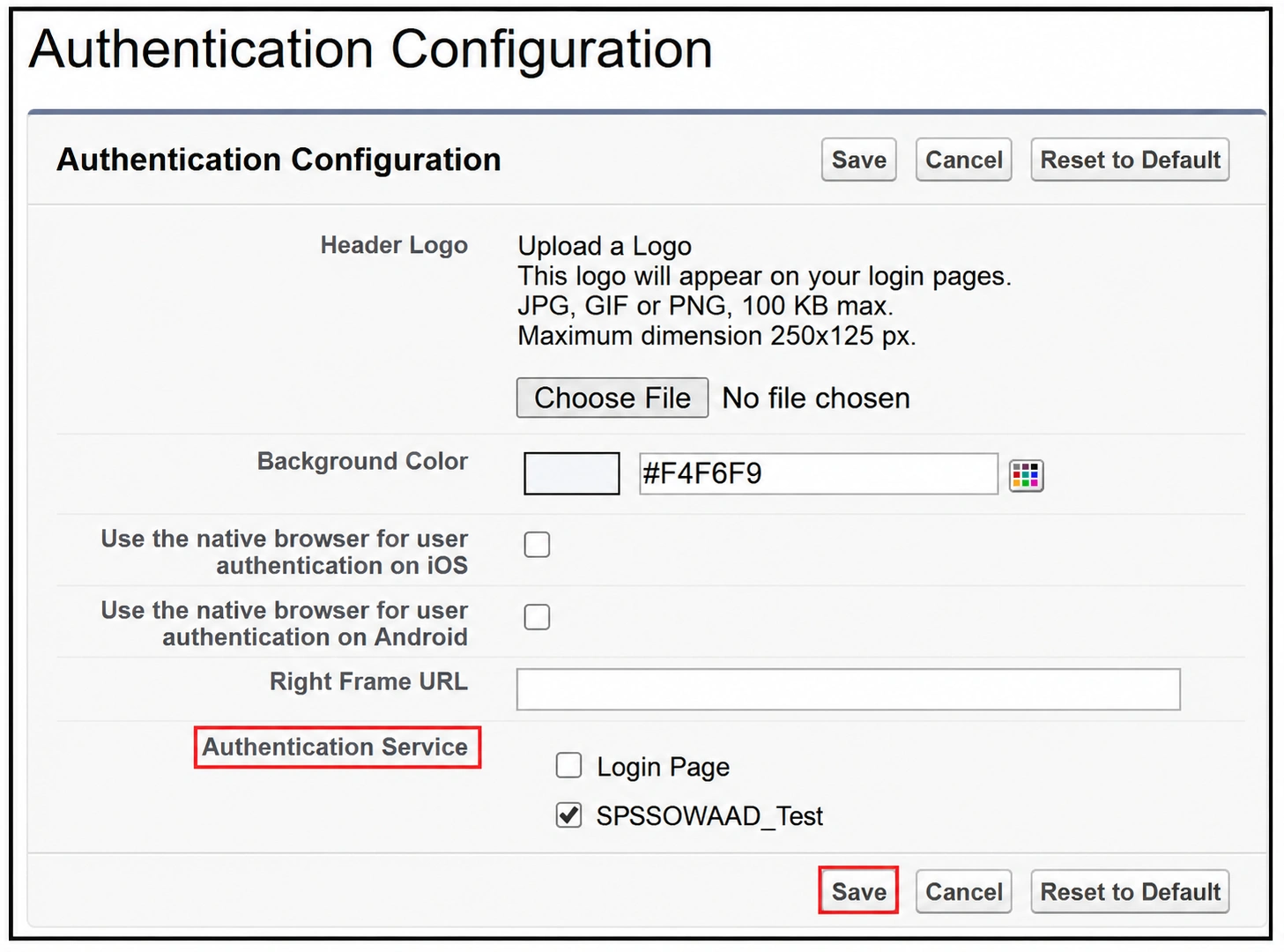 authentication configuration