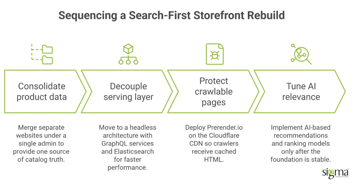 Sequencing a search first storefront rebuild